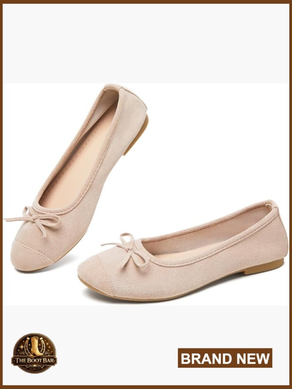 Suede Ballet Flats with Bow Slip-On Loafers Lightweight Foldable Flats